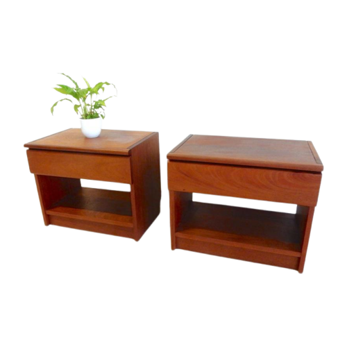 2X Retro Vintage Nachtkastje Kast Jaren 60 Teak Ladekast