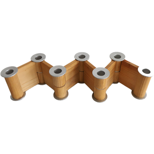 Harmonica Kaarsen Standaard Voor 7 Kaarsen, Hout Met Metaal. 1