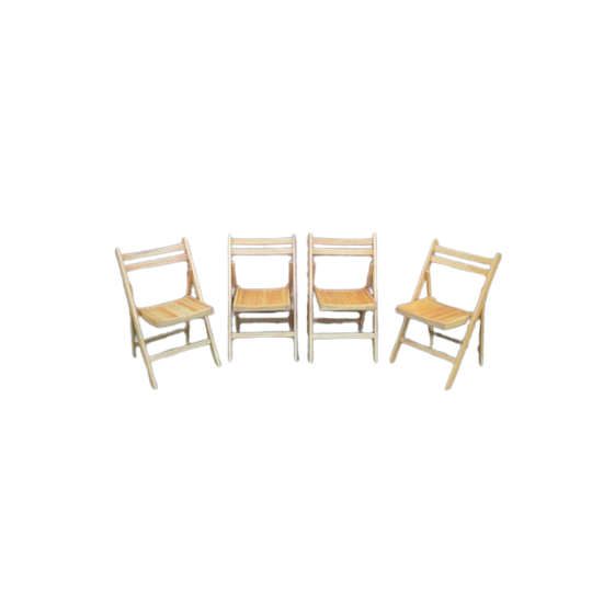 Klapstoelen Mid Century Beukenhout, Set Van 4 1