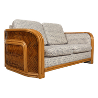 Sofa 2-Zit Bamboo And Rattan Met Grafisch Patroon