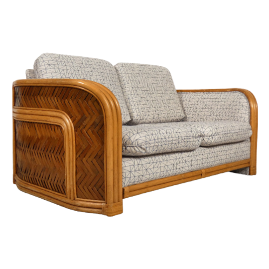 Sofa 2-zit Bamboo And Rattan Met Grafisch Patroon 1