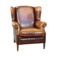 Karakteristieke En Tijdloze Vintage Schapenleren Oorfauteuil Met Mooie Kleuren