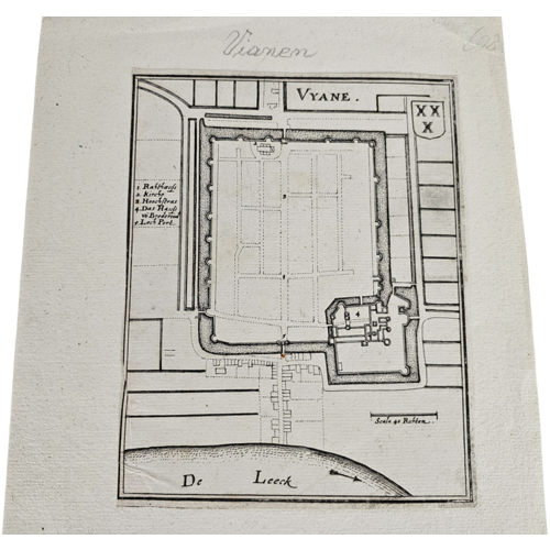 Kopergravure - Plattegrond Van De Stad Vianen - Caspar Merian - 1659