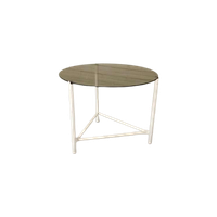 Vintage Metalen En Gerookte Glas Bijzettafel, Rond