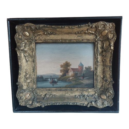 Antiek  Schilderij 1872- 1875. 42X39 Cm