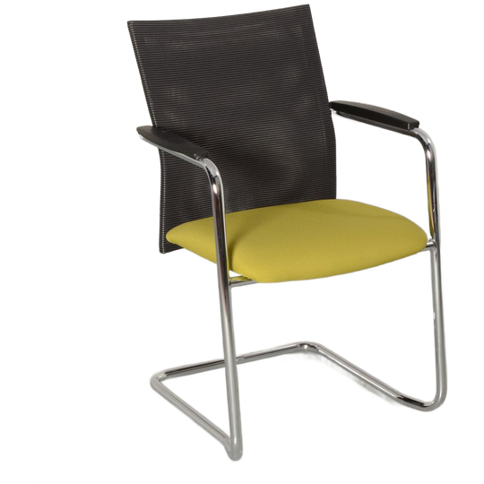 Haworth Comforto D5568 Vergaderstoel, Groen / Grijs Mesh, Sledeframe 1