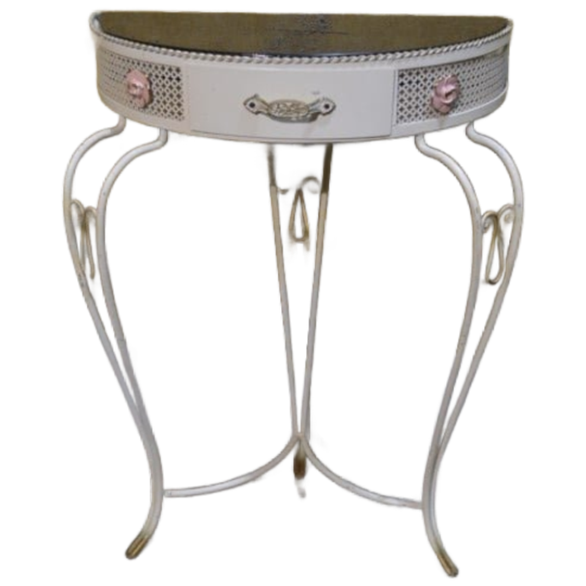 Beliani Coggia Sidetable – Halfronde Metalen Wandtafel Met Lade 1