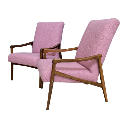 Pink Boucle Chairs By Jiri Jiroutek 1960S