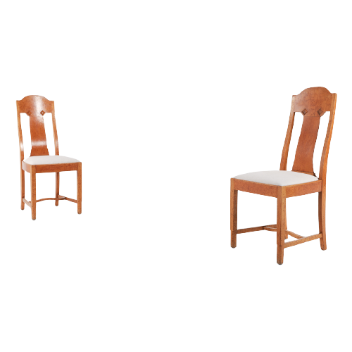 Pair Unique Burl Wood Chairs / Eetkamerstoel / Stoel From Nordiska Kompaniet