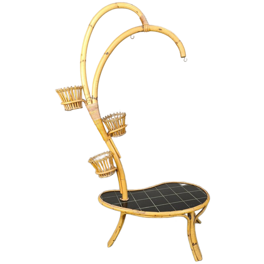 Vintage Bamboe Planten Staander 1