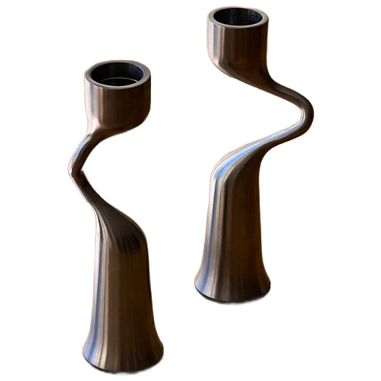 Set Of 2 Stainless Steel Menu Candle Holders 1