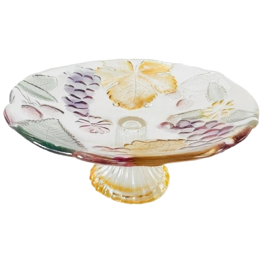 Vintage Soga Fruitschaal Gekleurde Glazen Taartstandaard 1960’s 1