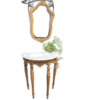 Antieke Console, Sidetable, Wandtafel Met Bijbehorende Spieg thumbnail 1
