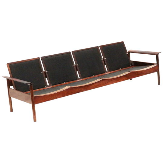 Zeldzame Vintage 4-persoons Palissander Leolux Bank Gemaakt In De Jaren ’60 1