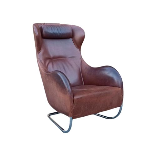 'Joly' Design Leren Fauteuil, Wittmann. Cognac