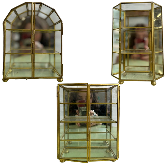 Vintage Messing Gouden Vitrine / Etagere /mini Serre 1
