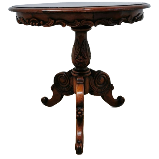 Antieke Salontafel Koffietafel Wijntafel Mahonie Hout Rond 1