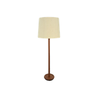 Teakhouten Deens Design Lamp Domus Met Kap, Vloerlamp