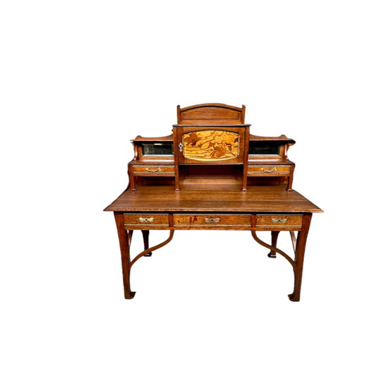 Prachtig Antiek Frans Bureau In Art Nouveau Stijl. 1