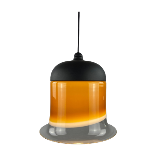 Large Brown And Clear Glass Peill And Putzler Pendant Light Bell Ah 182 1