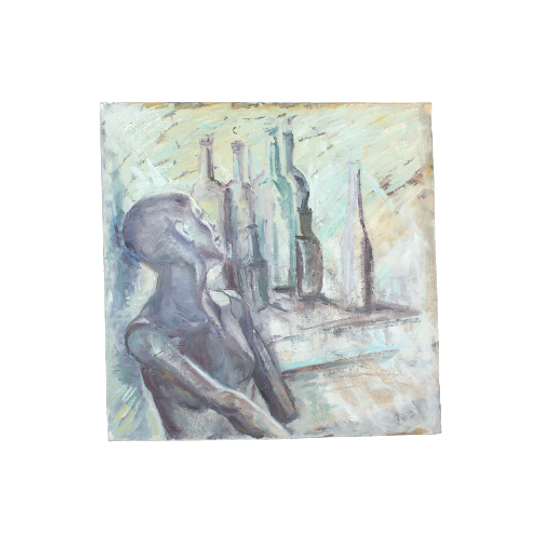 Geschilderde Compositie Van Dame Op Doek 68862 1