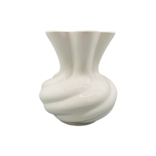 Vintage Swirl Vaas Wit Geglazuurd Keramiek 1