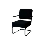 Retro Fauteuil Nieuw Lounge Chair Armstoel Zwart Stof Stoel thumbnail 1