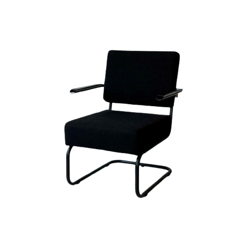 Retro Fauteuil Nieuw Lounge Chair Armstoel Zwart Stof Stoel
