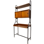 Vintage Wandsysteem Met Bureau Teakhout En Zwart Metalen Frame - Reliving thumbnail 1