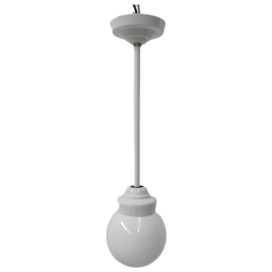 Art Deco Hanglamp Met Witte Glazen Bol 1