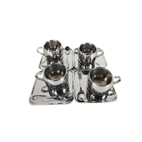 Tramontina - (4) X Espresso Set - Dubbelwandige Kop - Staal - Brazilië - 1980'S