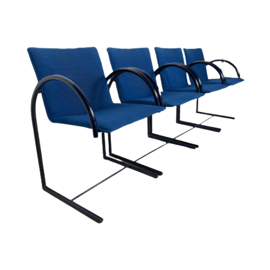 4 Blauwe Eetkamerstoelen Van Boonzaaijer En Mazairac Voor Metaform 1