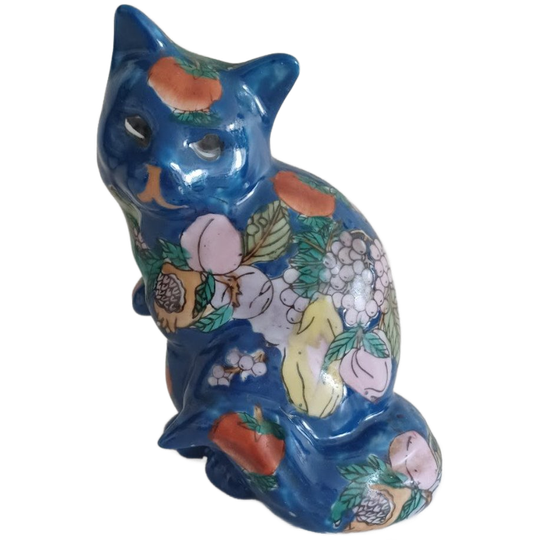 Handgeschilderd Keramische Kat. Vintage Chinoiserie. 1