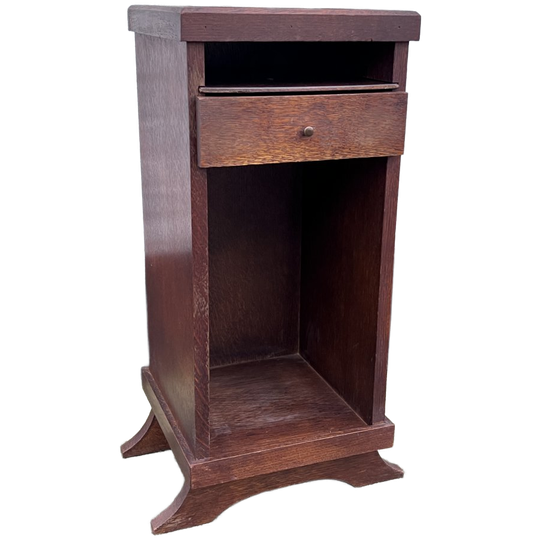 Vintage Eiken Telefoontafeltje / Nachtkastje Met Uitschuifplankje En Lade 1