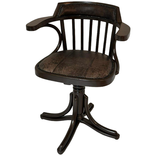 Thonet (Attr.) - Bent Wood Captains Chair - Mounted On A Swiveling Base 1