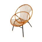 Retro Vintage Rotan Fauteuil Stoel Jaren 60 / 70 Riet thumbnail 1
