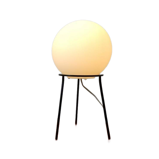 Vintage Tafellamp Dressoir Lamp Jaren 50 Bol Melkglas 1