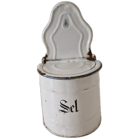 Emaille Sel Bakje Wandpot Zoutpot 1