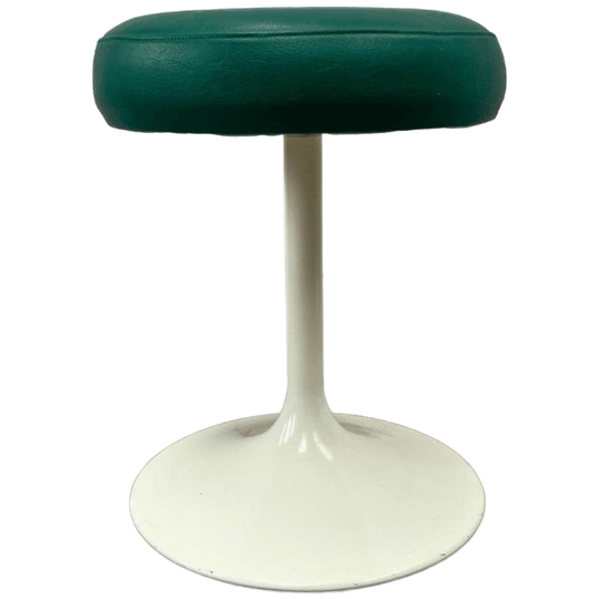 2x Vintage Tulpkrukje Space Age, Voet Wit Skai Zitting Groen 1