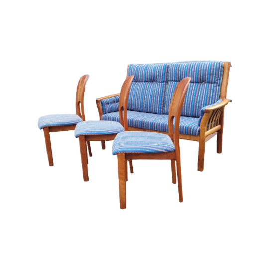 Eetkamer Set - Ole Wanscher & Schou Andersen - Bankje Met 3 Stoelen 1