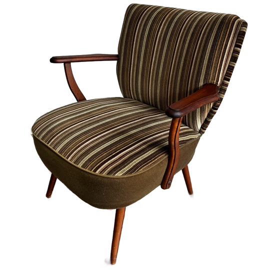 Vintage Gestreepte Fauteuil 1