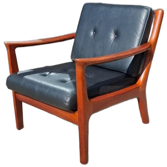Ole Wanscher Senator Fauteuil - Teak & Zwart Leer 1