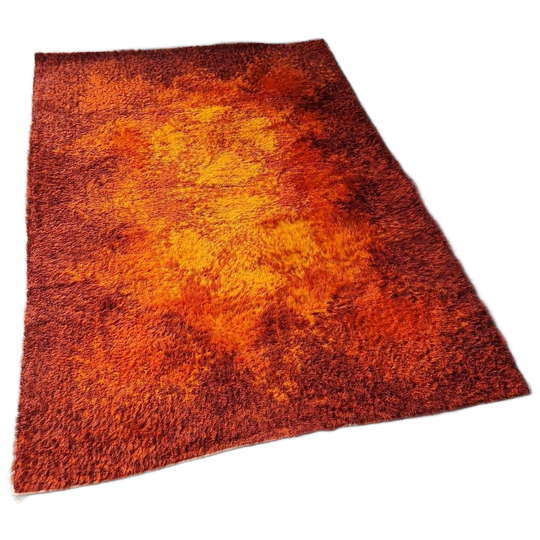 Vintage Vloerkleed Jaren 70 Oranje Retro Vloerkleed Kleed 1