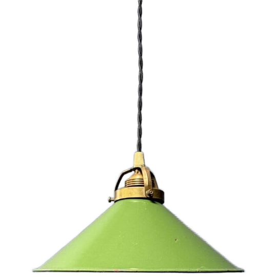 Groen Emaille Hanglamp Met Messing Armatuur 1