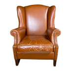 Vintage Cognac Schaapsleren Wingback Oorfauteuil thumbnail 1