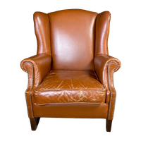 Vintage Cognac Schaapsleren Wingback Oorfauteuil