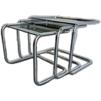 Set Van 3 Vintage Chromen Nesting Tables / Bijzettafels thumbnail 1