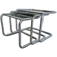 Set Van 3 Vintage Chromen Nesting Tables / Bijzettafels