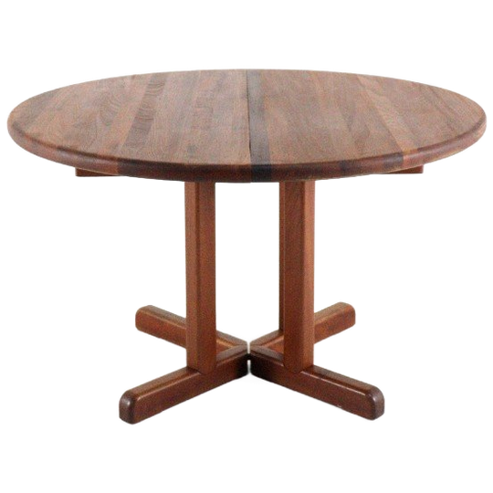 Vintage Ronde dyrlund 2x Verlengbare Eettafel Massief Teak 1