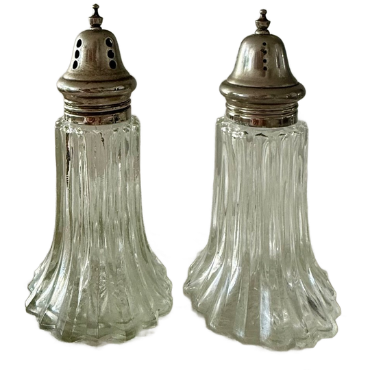 Vintage Peper En Zoutstel Glas En Metaal 1